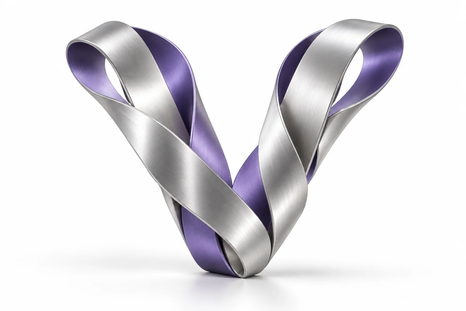 Piezas de aluminio y violeta que se conectan para formar una V